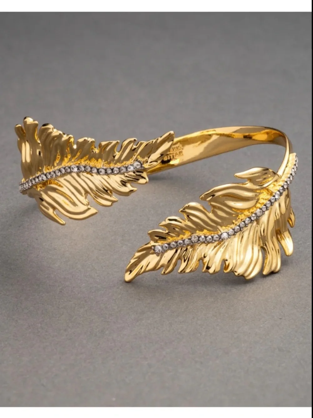 ALEXIS BITTAR • NEW Golden Swarovski Crystal Georgian Feather Bypass Bracelet